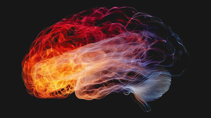 Glowing Brain Visualization in Red and Yellow Tones