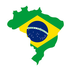 Brazil map flag vector on a white background