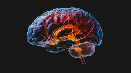 Glowing Brain Illustration in Vibrant Colors