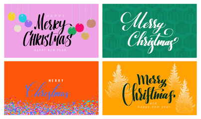 Set of Merry Christmas vector brush lettering. Template hand drawn modern brush calligraphy. Brush calligraphy. Holidays quotes for photo overlays, greeting cards, posters isolated on white background
