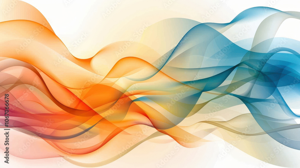 Poster dynamic wavy lines in colorful gradient create vibrant and energetic visual. blend of warm and cool 