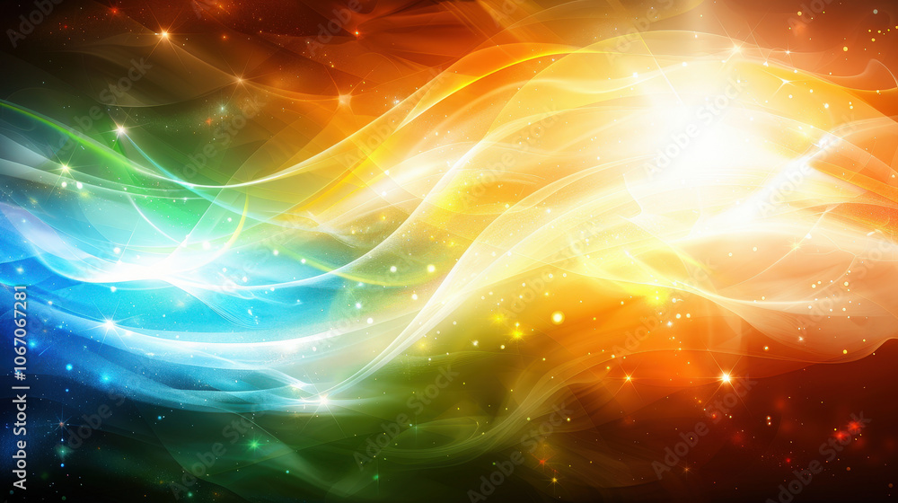 Poster energetic groovy lines in radiant rainbow palette create vibrant and dynamic visual experience. flow