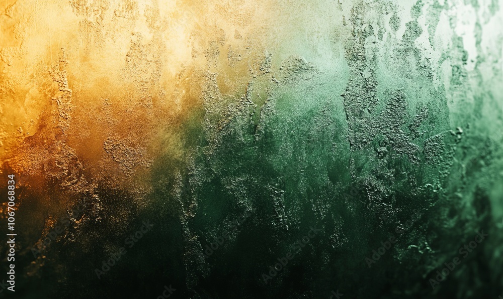 Poster gradient of warm amber transitioning into cool emerald green, with a textured feel that evokes the c