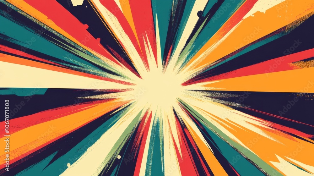 Poster Dynamic Burst of Colorful Rays in Abstract Design