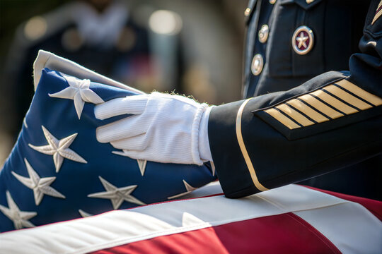 A solemn military honor unfolds on Independence Day with a folded American flag, symbolizing remembrance and respect