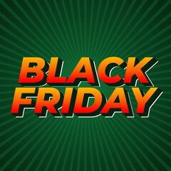 Black friday. Text effect in full colors with three dimensions style, for social media ads