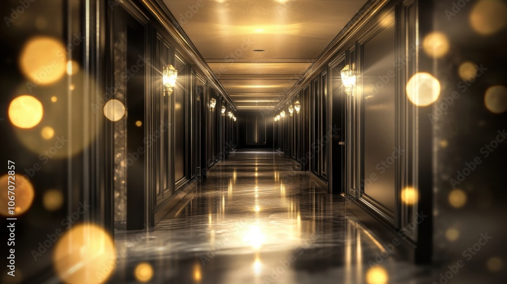 Aufkleber elegant hallway with soft light and bokeh effect