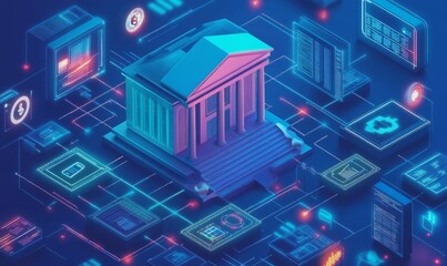 Interconnected banks communicate through an interbank system for financial transactions, information exchange, and to combat money laundering, while also connecting with government agencies
