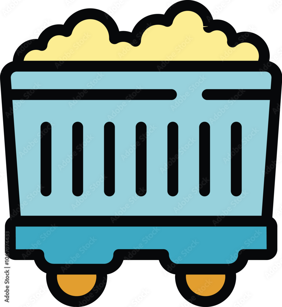 Poster this icon depicts a mining cart carrying coal, representing the process of extracting resources for 