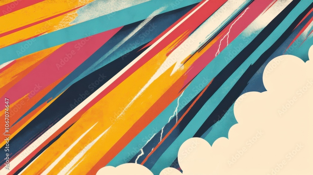 Poster vibrant abstract lines with dynamic colors