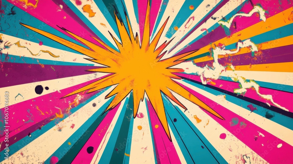 Poster vibrant explosion of colorful rays in abstract design
