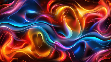 Naklejka premium Vibrant abstract background featuring wavy lines in blend of red, blue, and orange hues, creating dynamic and energetic visual experience