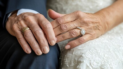Elegant Hands of a Couple on Wedding Day