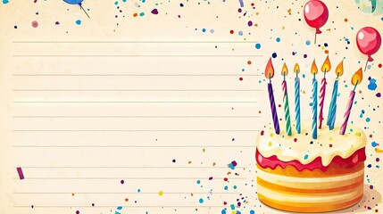 Birthday-themed paper document with relevant text, ideal for celebrations and memories. The birthday paper document provides a stylish and versatile background with ample copy space.