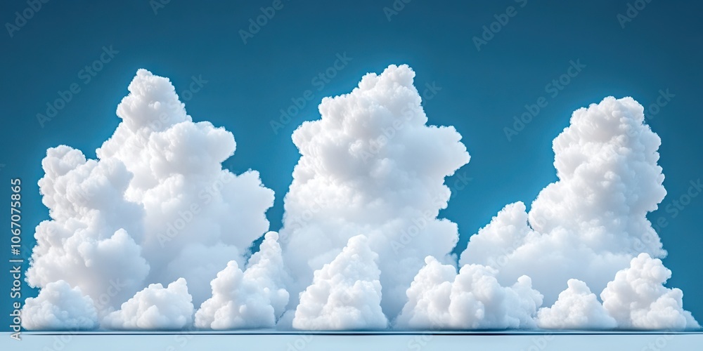 Poster isolated on an alpha background, a series of white solid cloud gradients arranged in rows, part 2 of