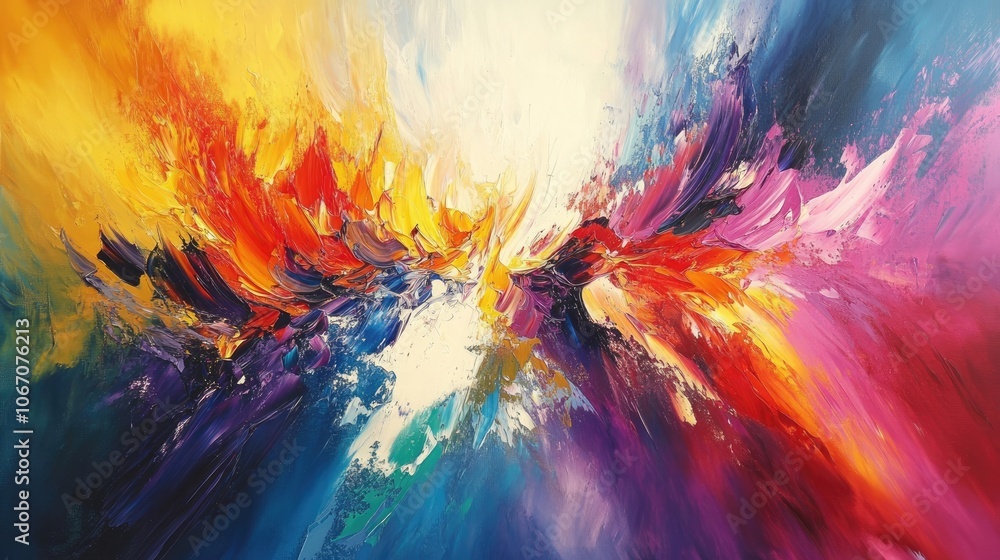 Poster modern abstract art canvas painting complements room decor with vibrant colors and dynamic shapes, c