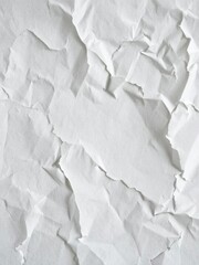 Fototapeta premium Close-up of wrinkled and textured white paper with soft lighting, wrinkled