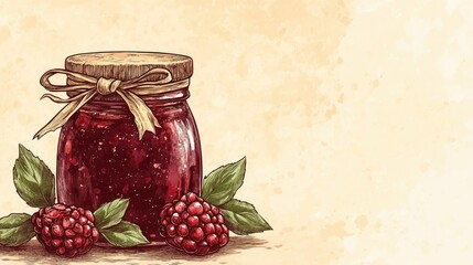 Hand-drawn jar of jam icon representing homemade preserves. This whimsical jar of jam icon captures the essence of delicious spreads, with ample copy space for customization.