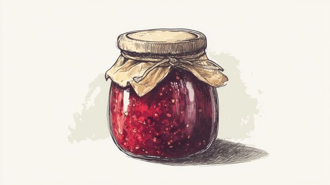 Hand-drawn jar of jam icon representing homemade preserves. This whimsical jar of jam icon captures the essence of delicious spreads, with ample copy space for customization.