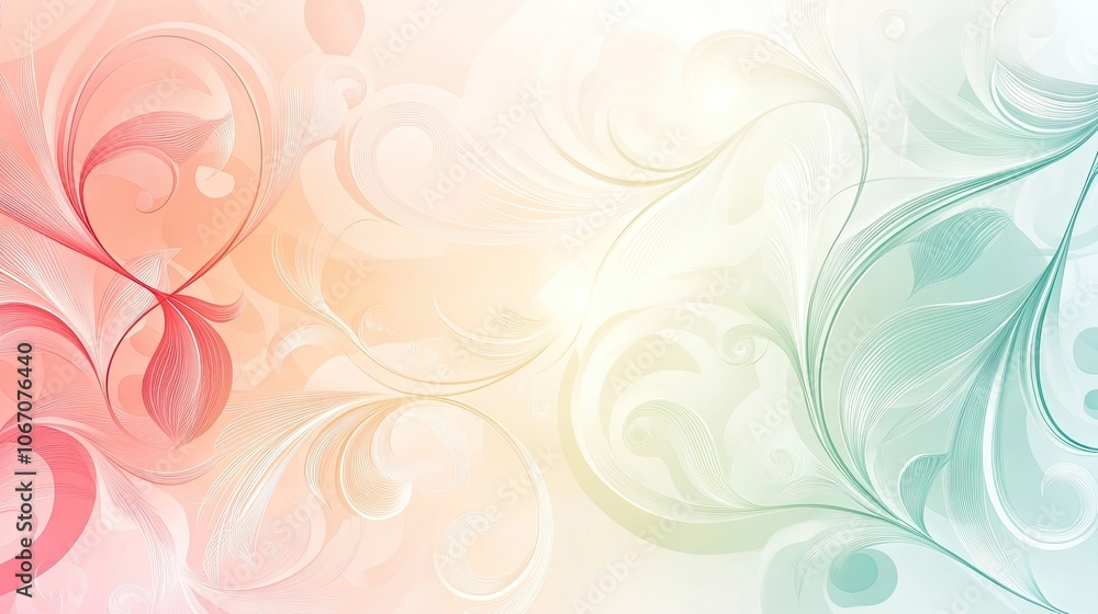Poster Elegant curlicue design perfect for creating a spring card background. This exquisite curlicue pattern enhances any spring-themed project. Ideal for personalized messages with ample copy space.