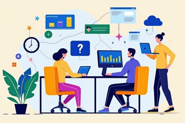 Boost Your Business with a Dynamic Team Collaboration Illustration for Marketing and Sales