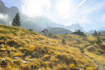 Active holidays in Montenegro: autumn landscape from Medjukomlje valley, taken during a hiking tour...