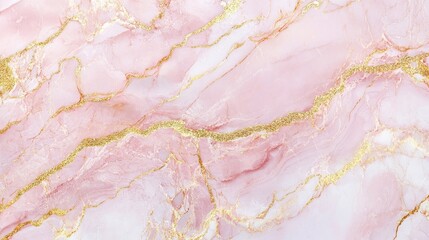 Elegant pink marble texture highlighted by gold glitter veins, creating a stunning visual appeal. The fine art of pink marble offers unique patterns and colors with ample copy space.