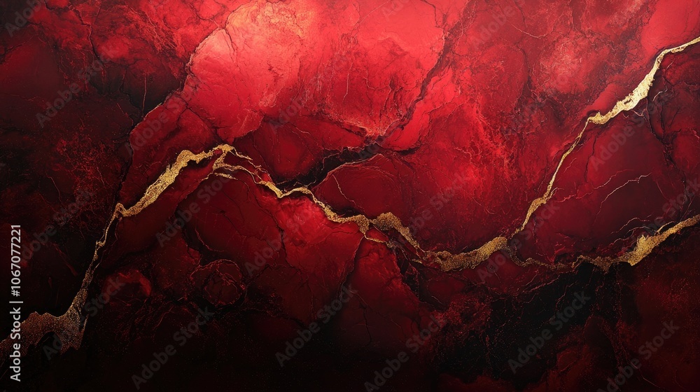 Poster abstract red marble texture highlighted by gold veins, creating a striking visual effect. the rich r