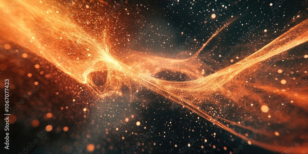 Poster digital universe in abstract form showcases vastness, creating an expansive space filled with unique