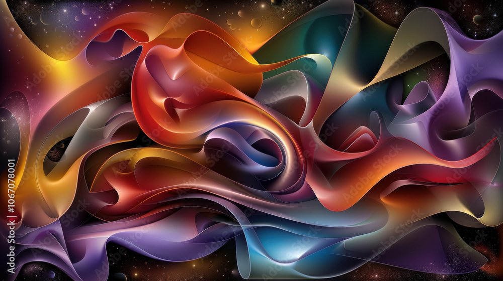 Aufkleber dynamic modern abstraction featuring vibrant composition of flowing colors and shapes, creating sens