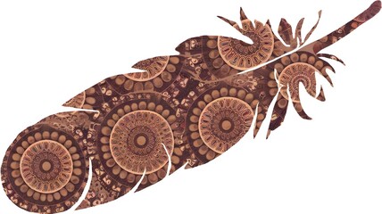 Obraz premium Feather shape filled with circular mandala pattern