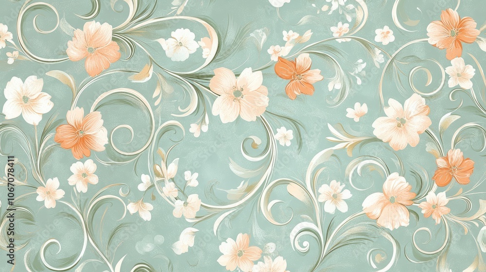 Poster elegant curlicue design perfect for creating a spring card background. this exquisite curlicue patte