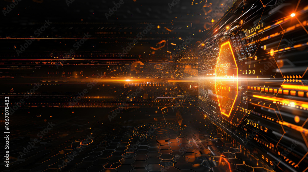 Aufkleber digital technology background featuring glowing lines and data streams, creating futuristic atmosphe
