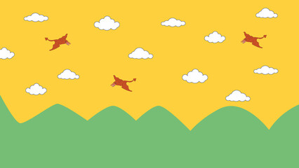 flying pterodactyls dinosaurs in the sky © Nata