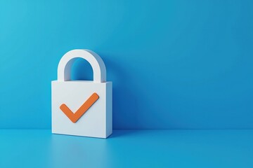 Secure Your Data with a Vibrant Blue Background and a Check Mark Lock Icon for Enhanced Trust and Safety