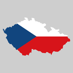 Obraz premium Czech Republic map of national flag colors isolated on white background. Country border, blank contour. Vector clipart for banner backdrop design, geographic, travel, czech events illustration.