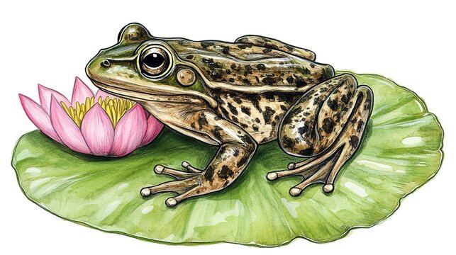 recommend clip art: A clipart of a frog on a lily pad.