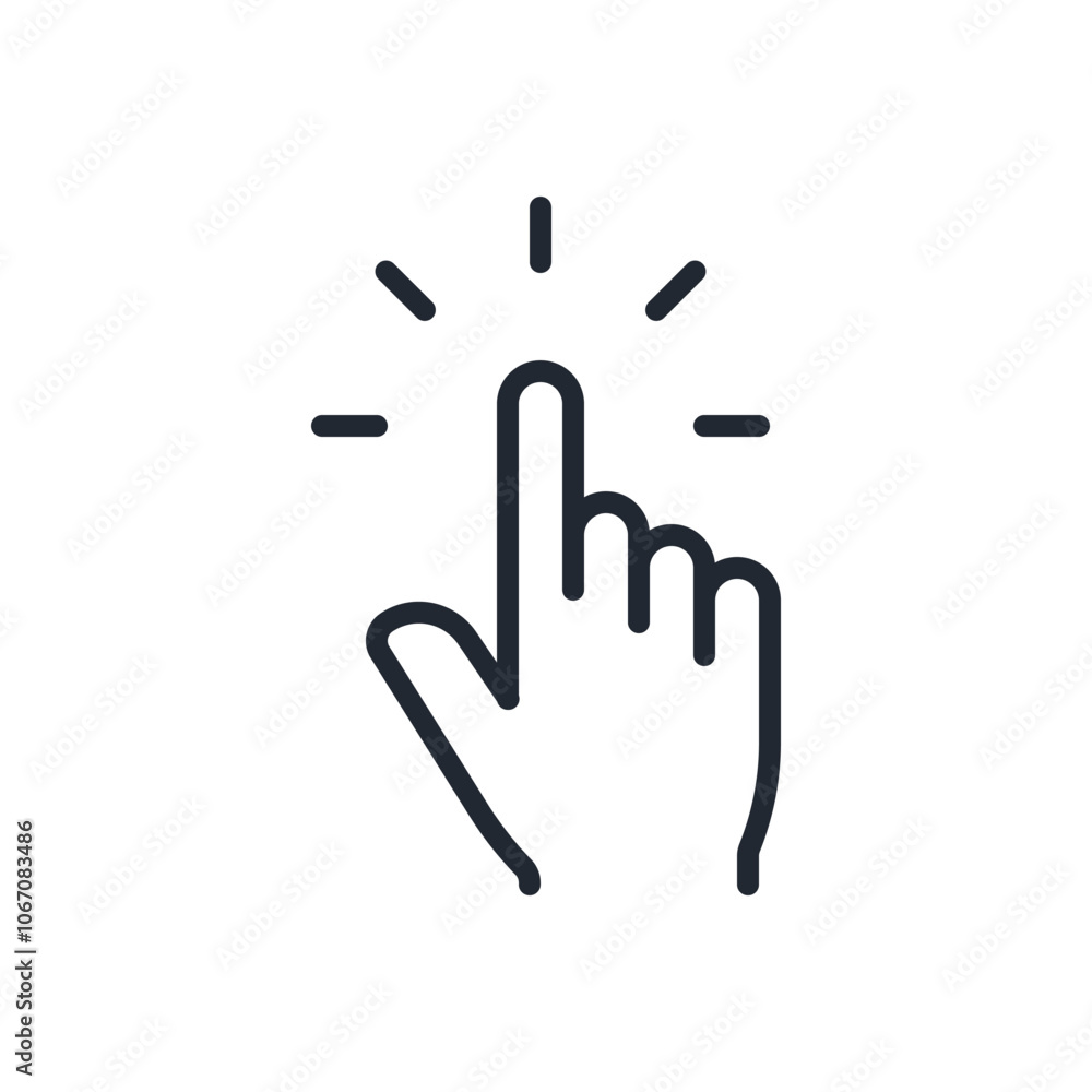 Poster hand click editable stroke outline icon isolated on white background flat vector illustration. pixel