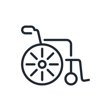 recommend clip art: Wheelchair editable stroke outline icon isolated on white background flat vector illustration. Pixel perfect. 64 x 64.