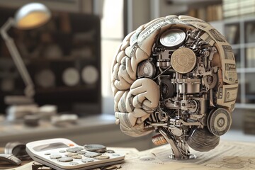 Making money. The logical brain, the mindset of a businessman. Concept of success, strategies, goal setting, purposefulness and wealth. Made with AI.