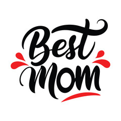 Best Mom Typography Vector – Elegant Calligraphy Text Illustrations for Mother's Day
