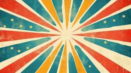 Vintage Burst Background with Colorful Rays