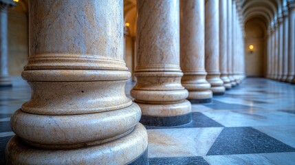Marble Columns in a Grand Hallway