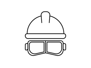 construction worker project protective helmet icon, with safety glasses, eps vector illustration