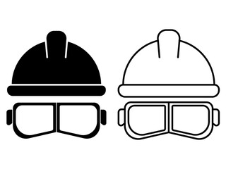 construction worker project protective helmet icon, with safety glasses, eps vector illustration
