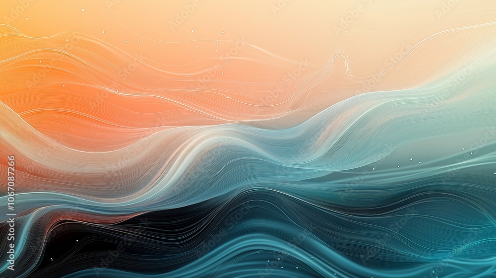 Poster abstract attractive technological background with the movement of a flowing wave of data transfer in
