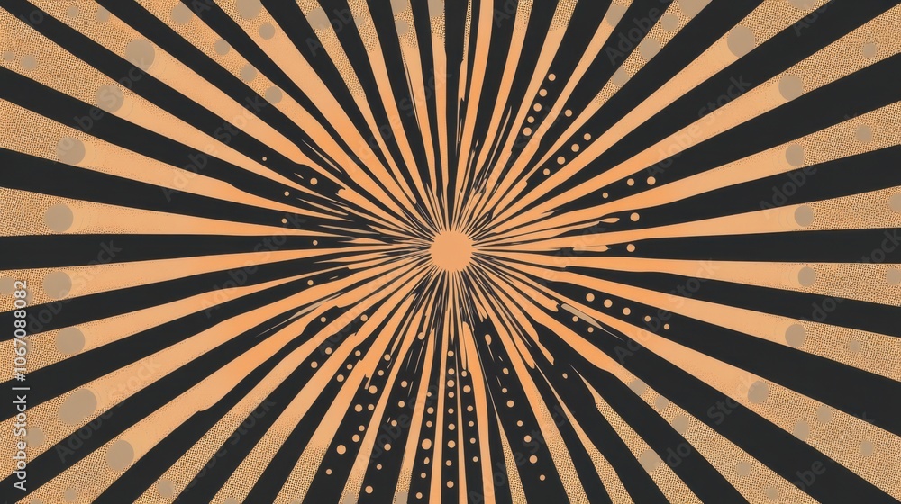 Poster dynamic radiating lines in warm tones
