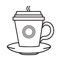 Minimalistic Coffee Cup Line Icon - Black and White Outline - Simple Outline Design for Cafe, Beverage, and Morning Coffee Themes