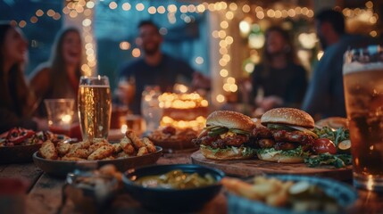 Lively Super Bowl party with friends and festive food