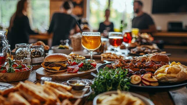 Lively Super Bowl party with friends and festive food